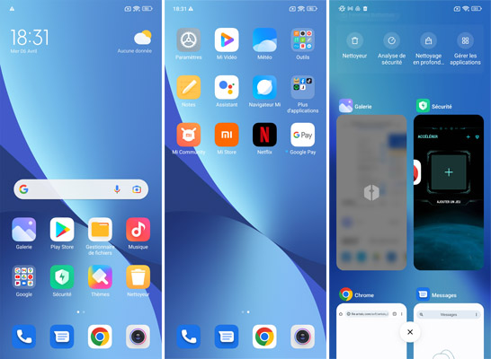 Interface du Xiaomi 12