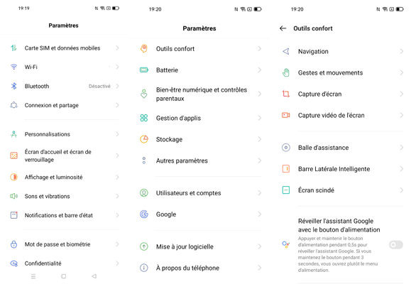 Paramètres du realme 8i