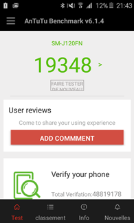 Samsung Galaxy J1 (2016) : AnTuTu
