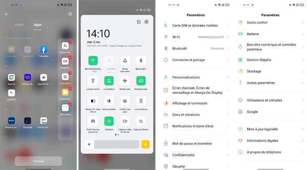 Détails interface Oppo Reno6 Pro