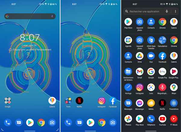 Interface accueil Zenfone 8