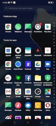 Oppo Reno 2 : toutes les apps