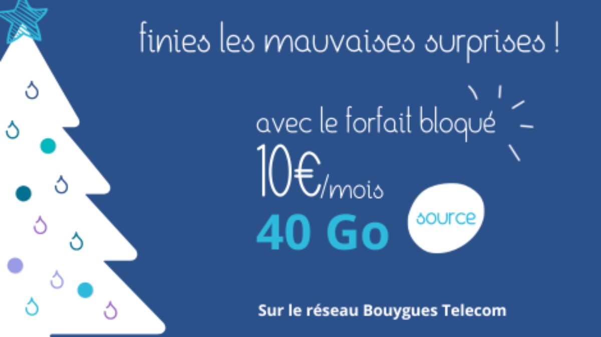 Découvrez le forfait mobile 40 Go Source, une offre pas chère et sans mauvaise surprise qui fonctionne sur l’excellent réseau Bouygues Telecom !