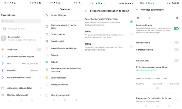 Paramètres de l'Oppo A53s
