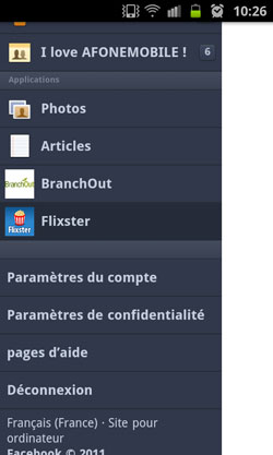 Facebook site mobile mise à jour