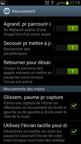  Test Samsung Galaxy S3 : application Mouvement
