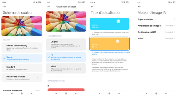 Paramètres écran du Xiaomi 11T Pro