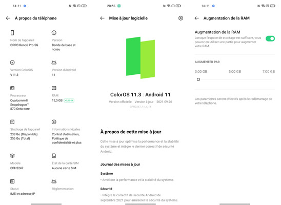 Paramètrage de l'Oppo Reno6 Pro