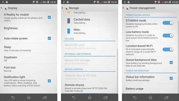 Sony Xperia Z2 : UI