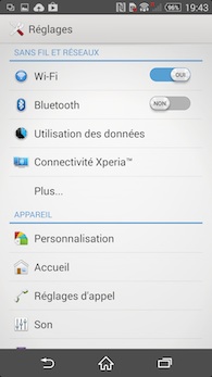Sony Xperia Z2 interface
