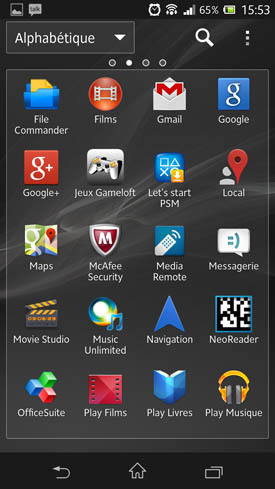 Sony Xperia Z applications