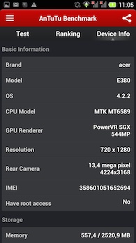 Acer Liquid E3 AnTuTu