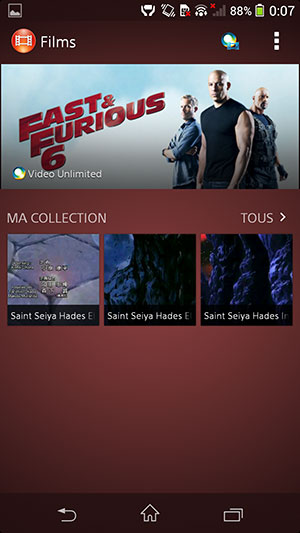 Sony Xperia Z1 : Films