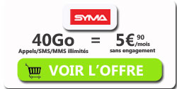promo forfait syma mobile 40Go