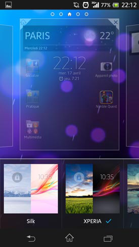 Sony Xperia SP : widgets