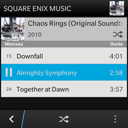 BlackBerry Q10 : lecteur musical