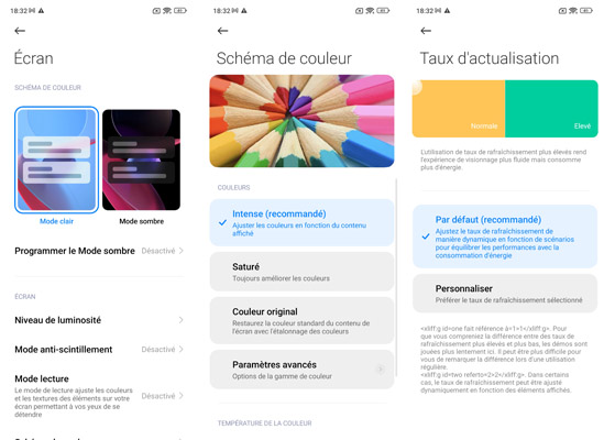 Paramètres de l'écran du Xiaomi 12