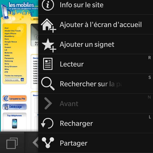 BlackBerry Q10 : navigateur Web (2)