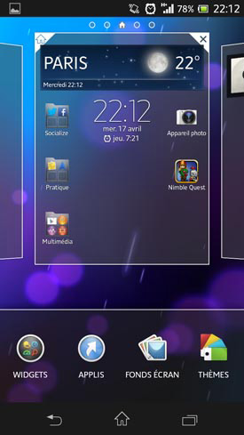 Sony Xperia SP : widgets