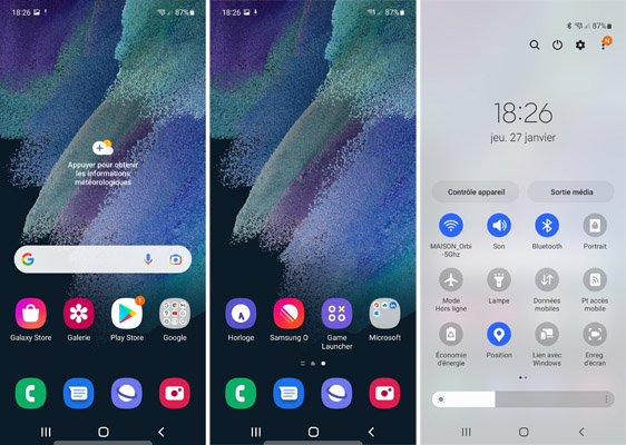 Interface du Samsung Galaxy S21 FE