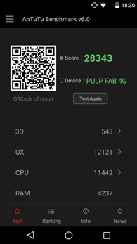 Wiko Pulp Fab 4G : AnTuTu