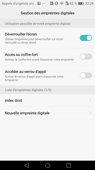 Huawei P9 Lite : réglages lecteur d'empreintes
