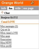 La rubrique Chat sur le portail Orange World