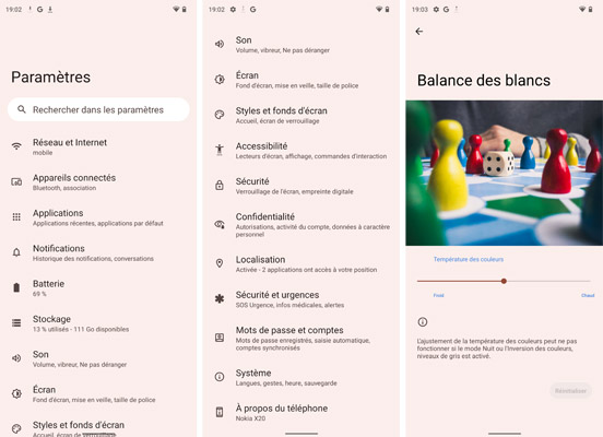 Paramètres du Nokia X20