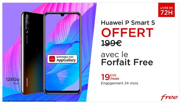 Vente privée : Free Mobile offre le Smartphone Huawei P Smart S