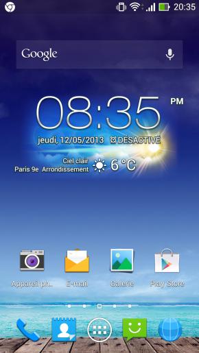ASUS Nouveau Padfone : homescreen