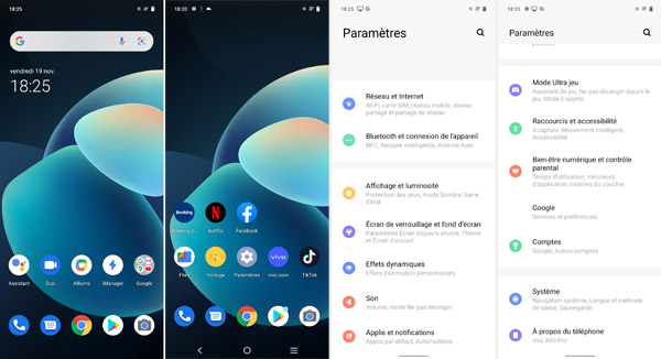 Interface du Vivo X60 Pro