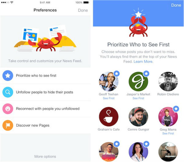 Facebook vous propose désormais de personnaliser votre fil d'actualités