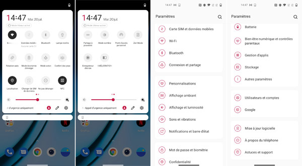 Paramètres d'interface du OnePlus Nord 2
