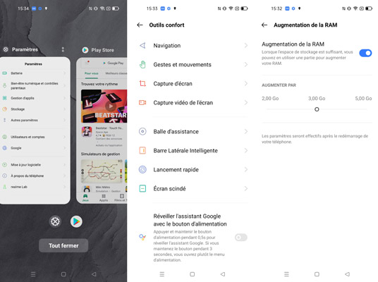 Détail interface realme GT Master Edition