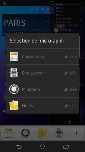 Sony Xperia SP : micro-applications