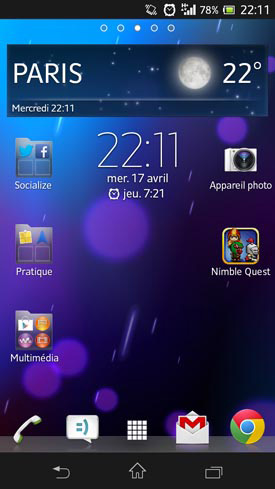Sony Xperia SP : homescreen