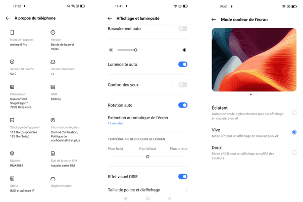 Paramètre affichage realme 8 Pro