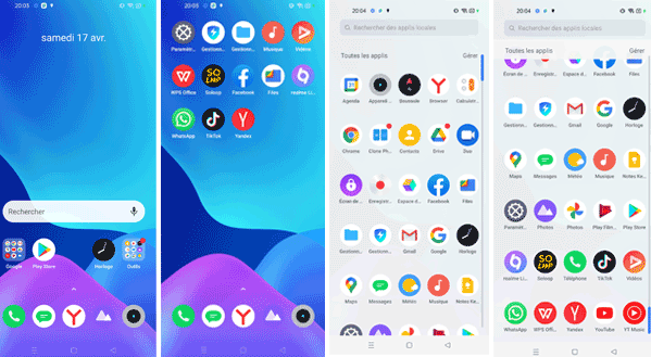 Paramètre et écran accueil realme 8