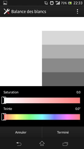 Sony Xperia SP : Balance des blancs
