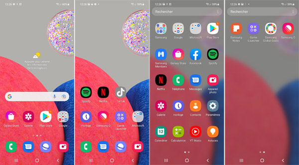 Interface du Samsung Galaxy A52s