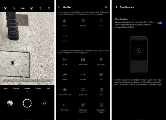 Interface caméra Vivo X60 Pro