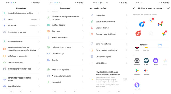 Paramètre du realme GT