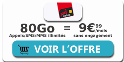 Forfait 4G 80 Go NRJ Mobile sur le réseau Bouygues Télécom