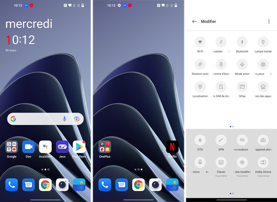 Interface du OnePlus 10 Pro