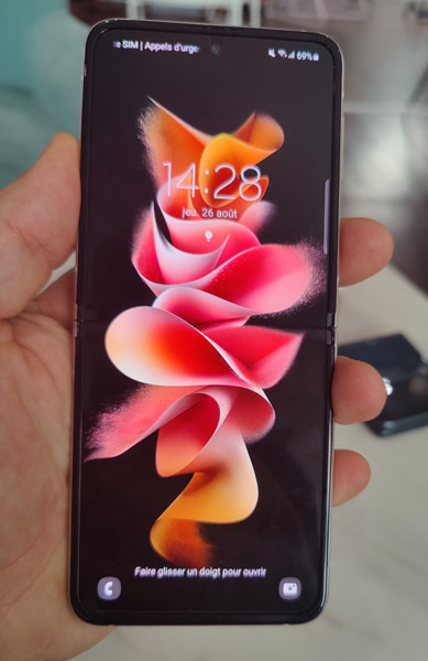 Ecran déplié du Samsung Galaxy Z Flip 3