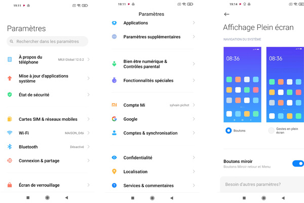 Suite paramètres Xiaomi Redmi Note 9T 5G