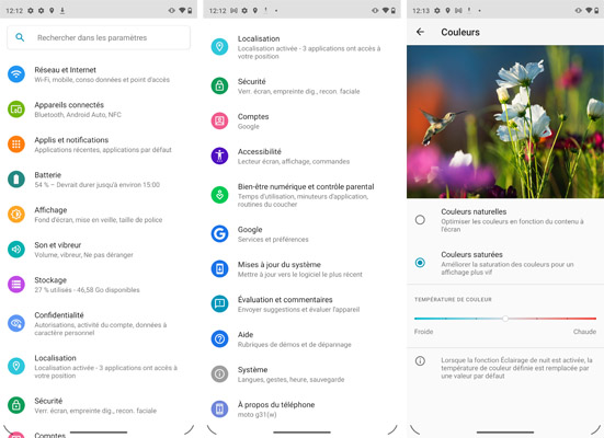 Paramètres du  Motorola Moto G31