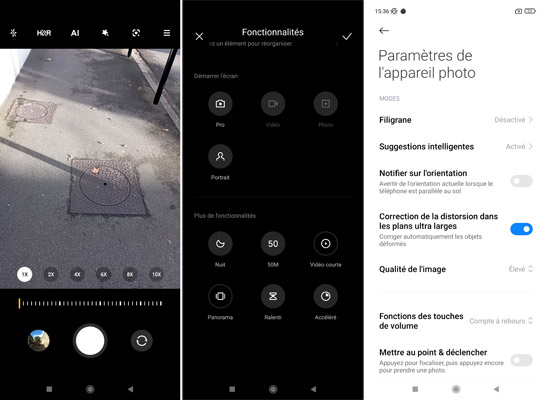 Paramètres caméra Xiaomi Redmi 10