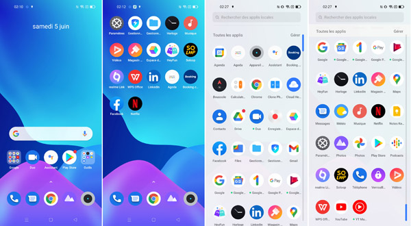 Ecran accueil du realme GT