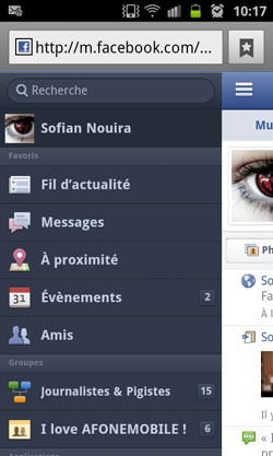 Facebook site mobile mise à jour